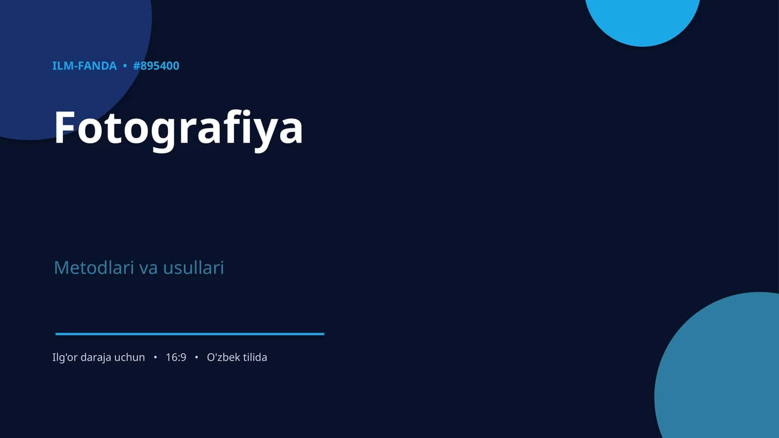 Fotografiya Metodlari va Usullari