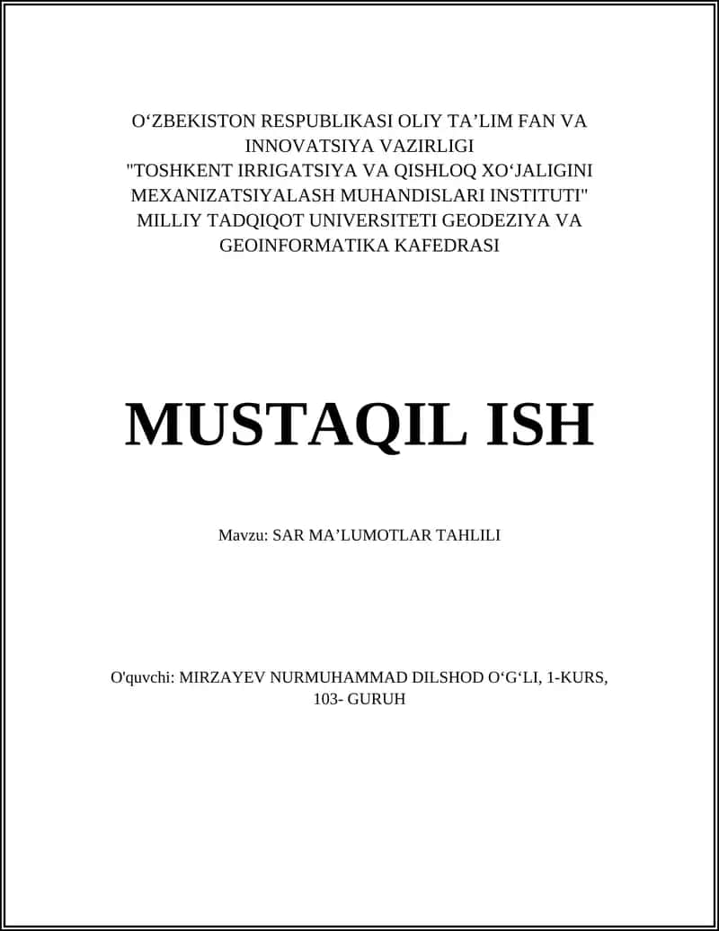 SAR maʼlumotlarining asosiy printsiplari va fizikasi