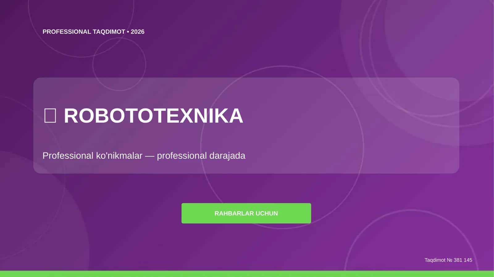 Robototexnika: professional ko'nikmalar (professional darajada) [rahbarlar uchun]