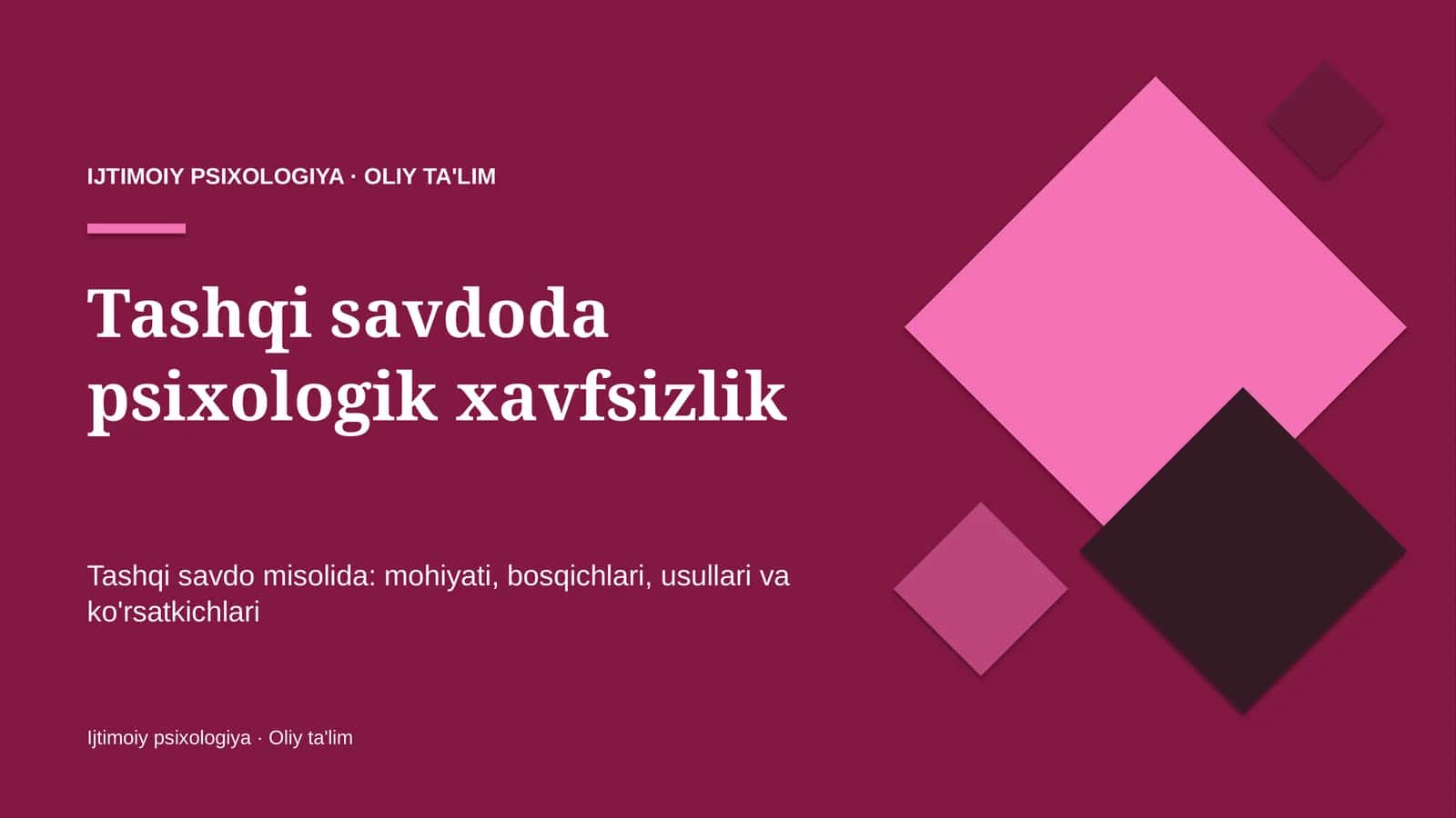 Tashqi savdoda psixologik xavfsizlik