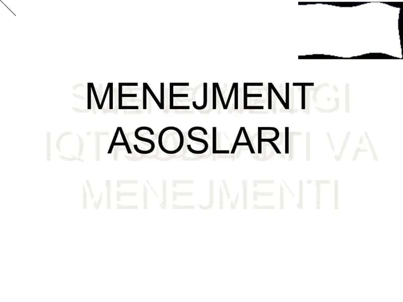 SUV XO’JALIGI IQTISODIYOTI VA MENEJMENTI