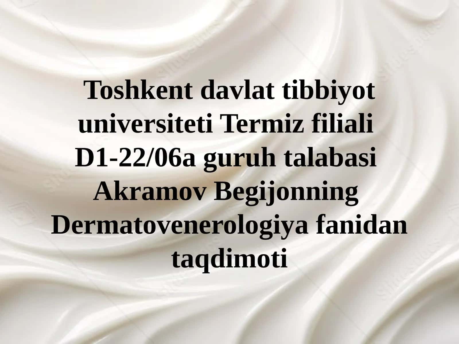 Dermatovenerologiya fanidan Seboreya va Pushti rangli xusn buzargalarning davolash usullari