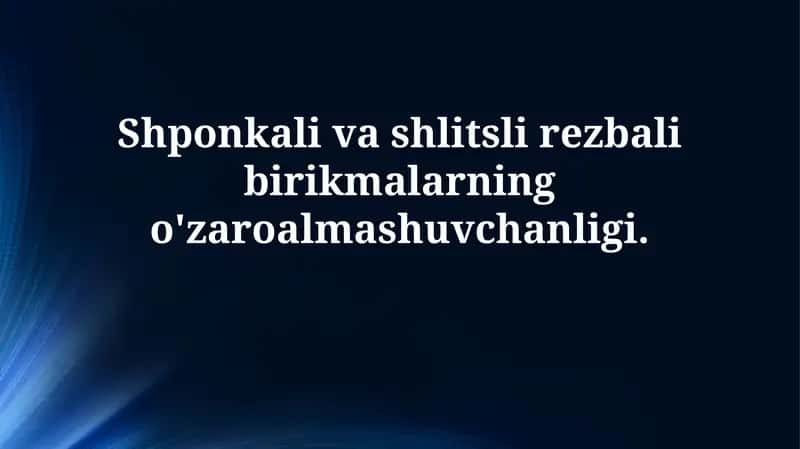 Splined va Slotted Ulanishlar