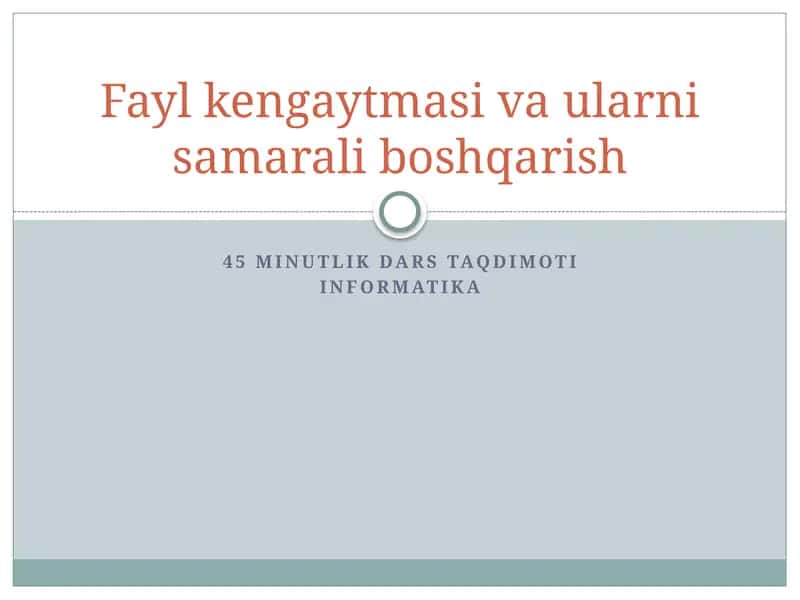 45 minutlik dars taqdimoti