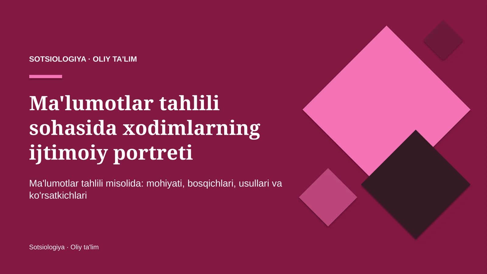 Ma'lumotlar tahlili sohasida xodimlarning ijtimoiy portreti