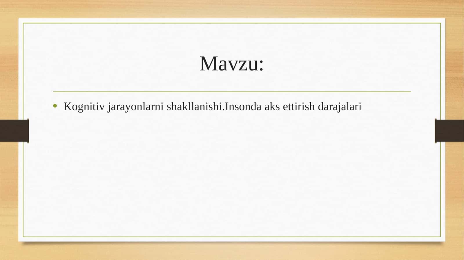 Kognitiv jarayonlarni shakllanishi. Insonda aks ettirish darajalari