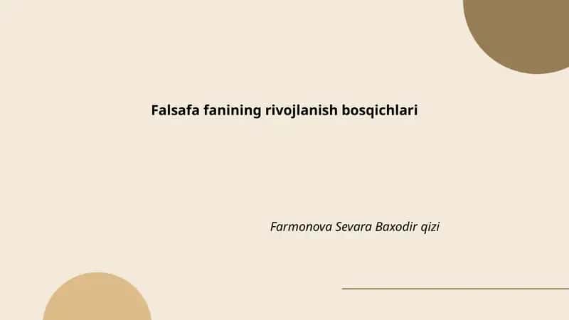 Falsafa fanining rivojlanish bosqichlari