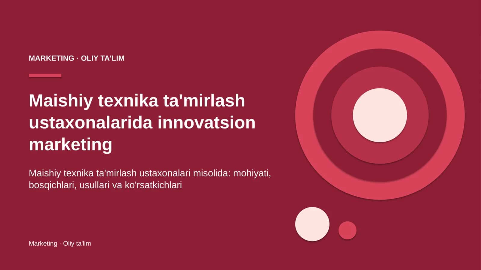 Maishiy texnika ta'mirlash ustaxonalarida innovatsion marketing