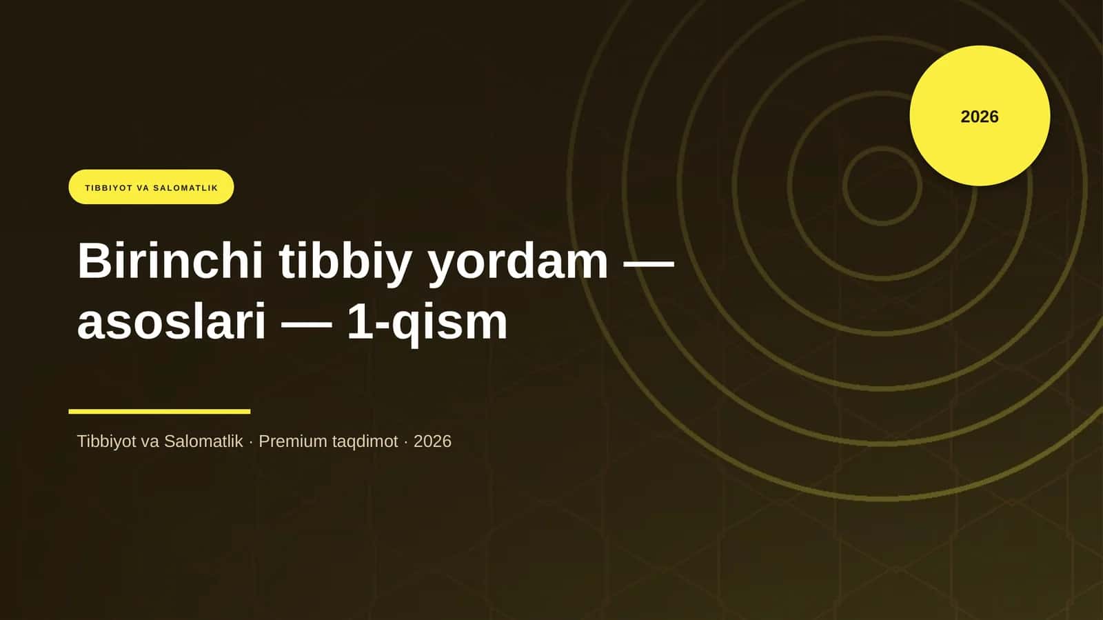 Birinchi tibbiy yordam — asoslari — 1-qism