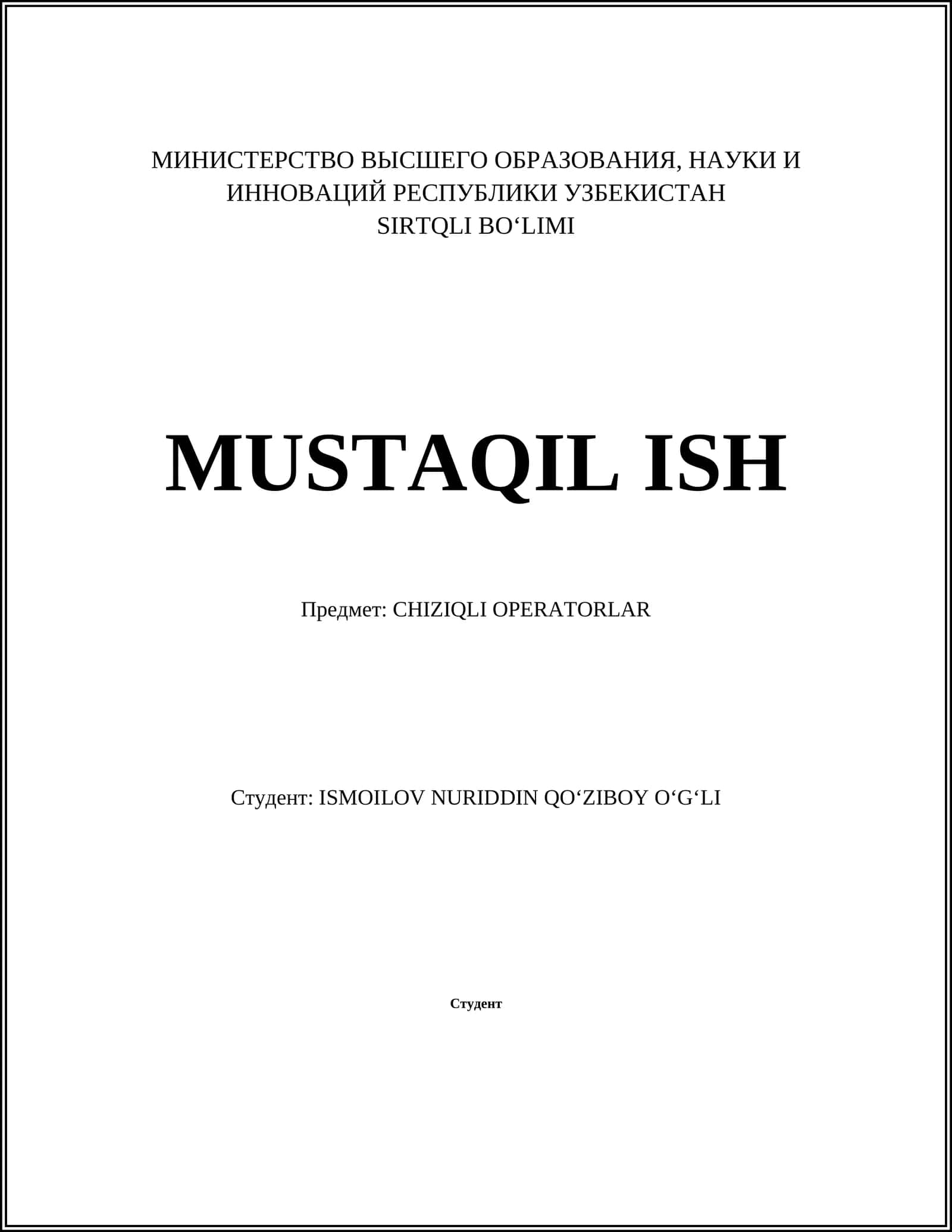 CHIZIQLI OPERATORLAR