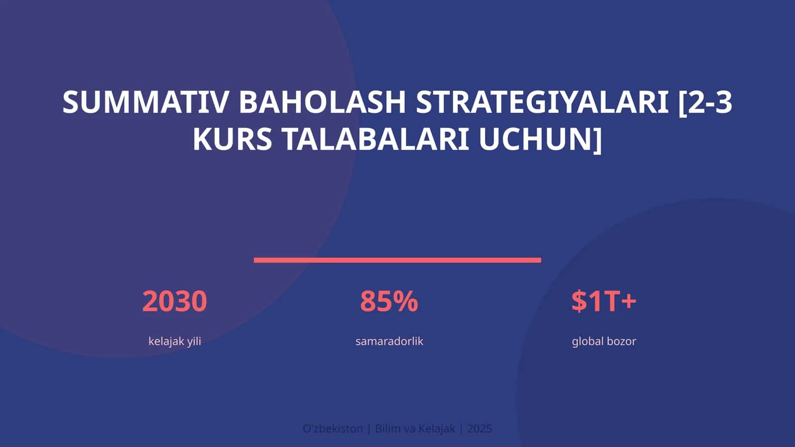 Summativ baholash strategiyalari [2-3 kurs talabalari uchun]
