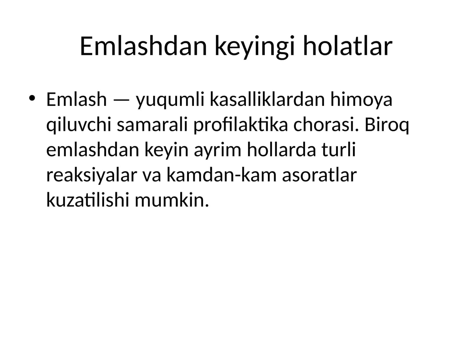 Emlashdan keyingi holatlar
