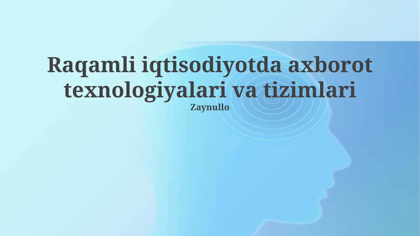 Raqamli iqtisodiyotda axborot texnologiyalari va tizimlari