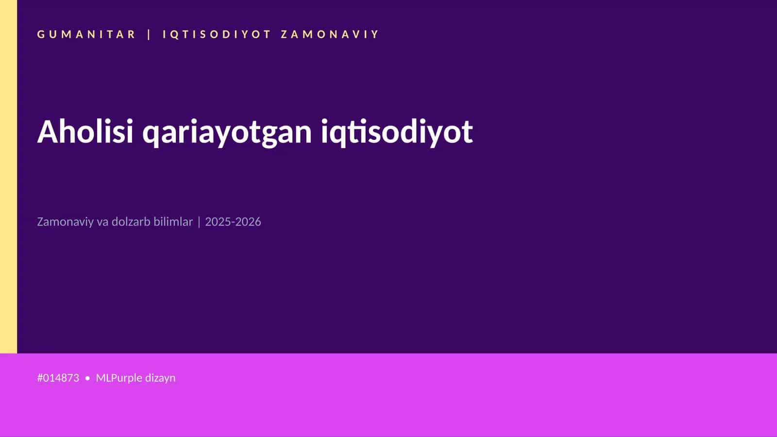 Aholisi qariayotgan iqtisodiyot