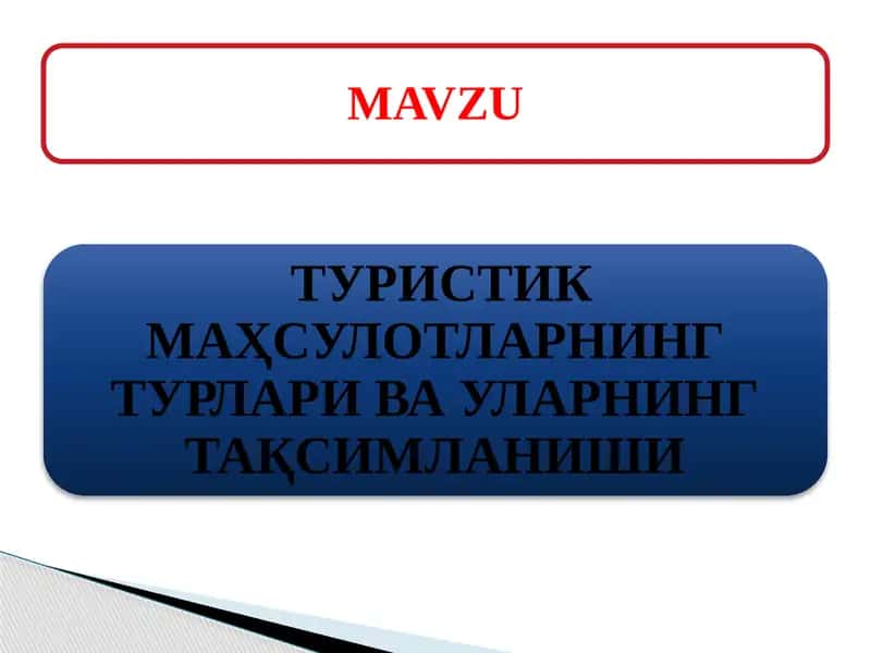 TURISTIK MAHSULOT