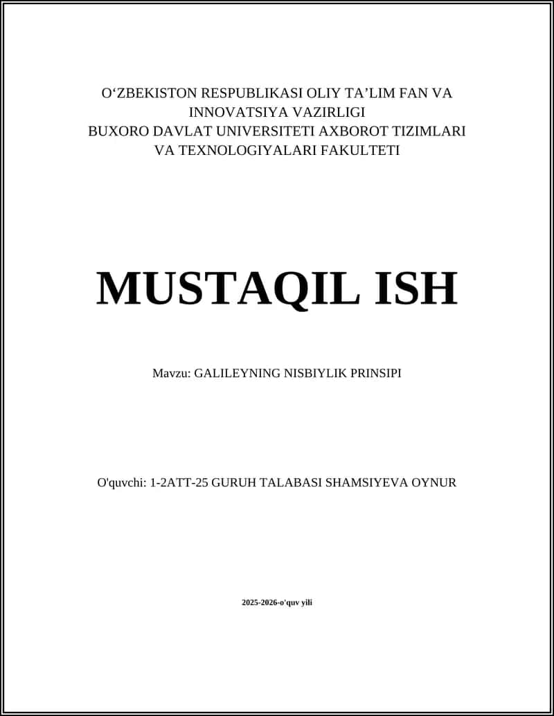 GALILEYNING NISBIYLIK PRINSIPI