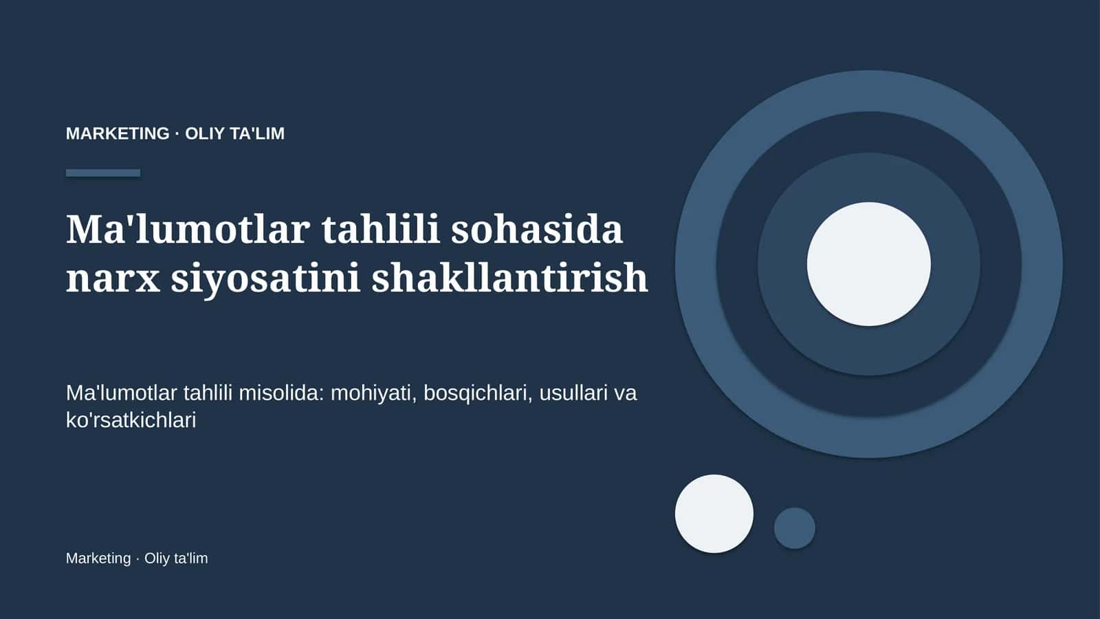 Ma'lumotlar tahlili sohasida narx siyosatini shakllantirish