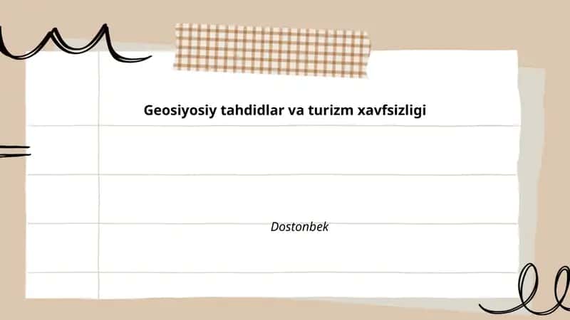 Geosiyosiy tahdidlar va turizm xavfsizligi
