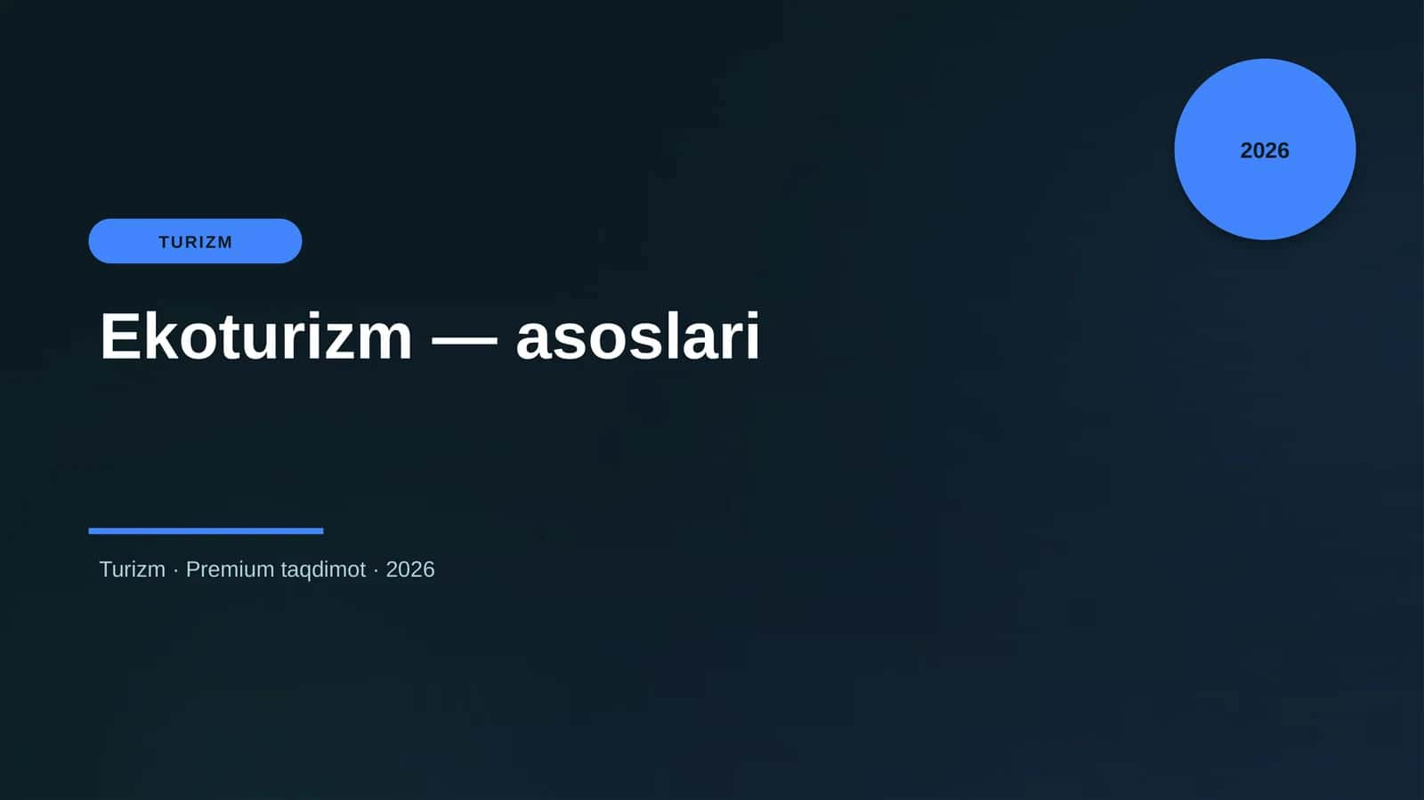 Ekoturizm — asoslari