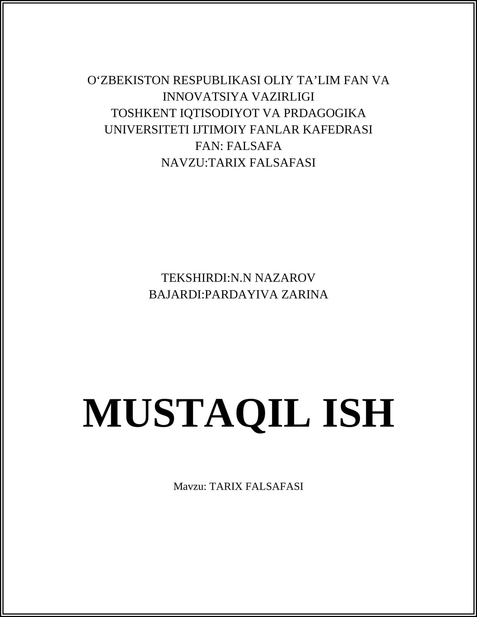 TARIX FALSAFASI
