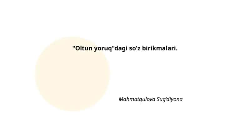 "Oltun yoruq"dagi so'z birikmalari