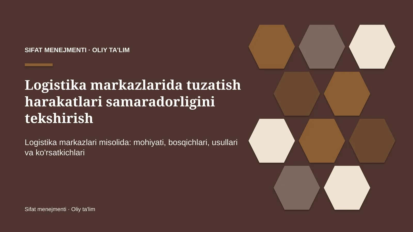 Logistika markazlarida tuzatish harakatlari samaradorligini tekshirish