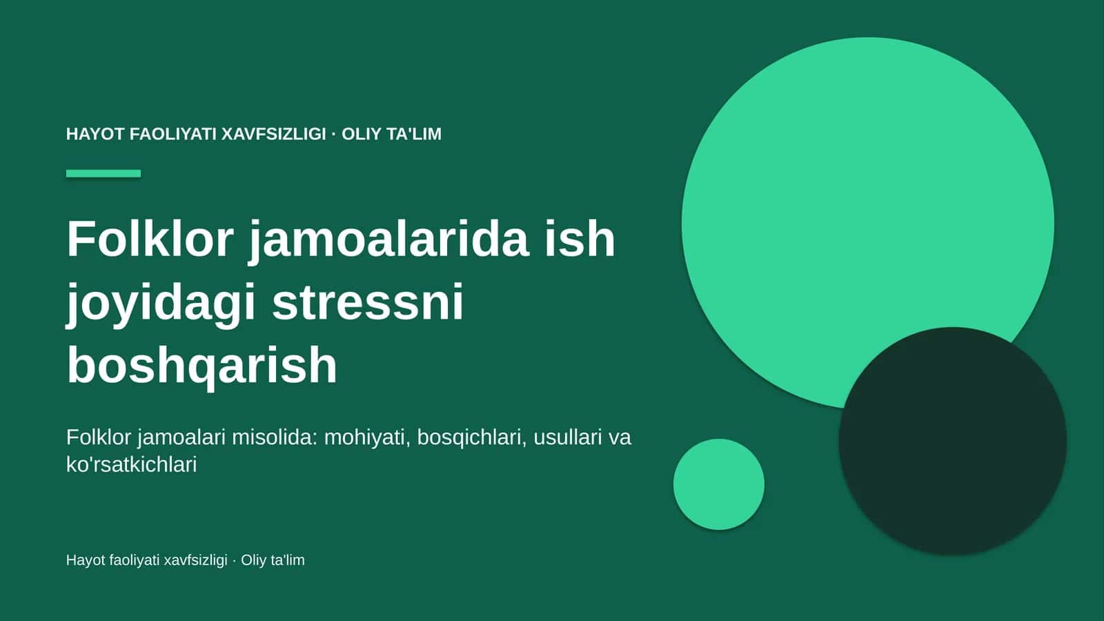 Folklor jamoalarida ish joyidagi stressni boshqarish