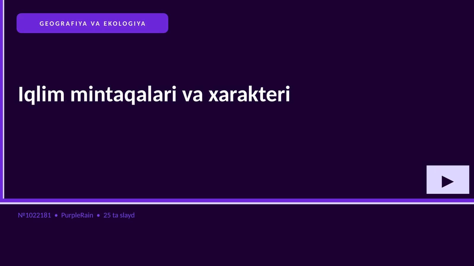 GEOGRAFIYA VA EKOLOGIYA Iqlim mintaqalari va xarakteri