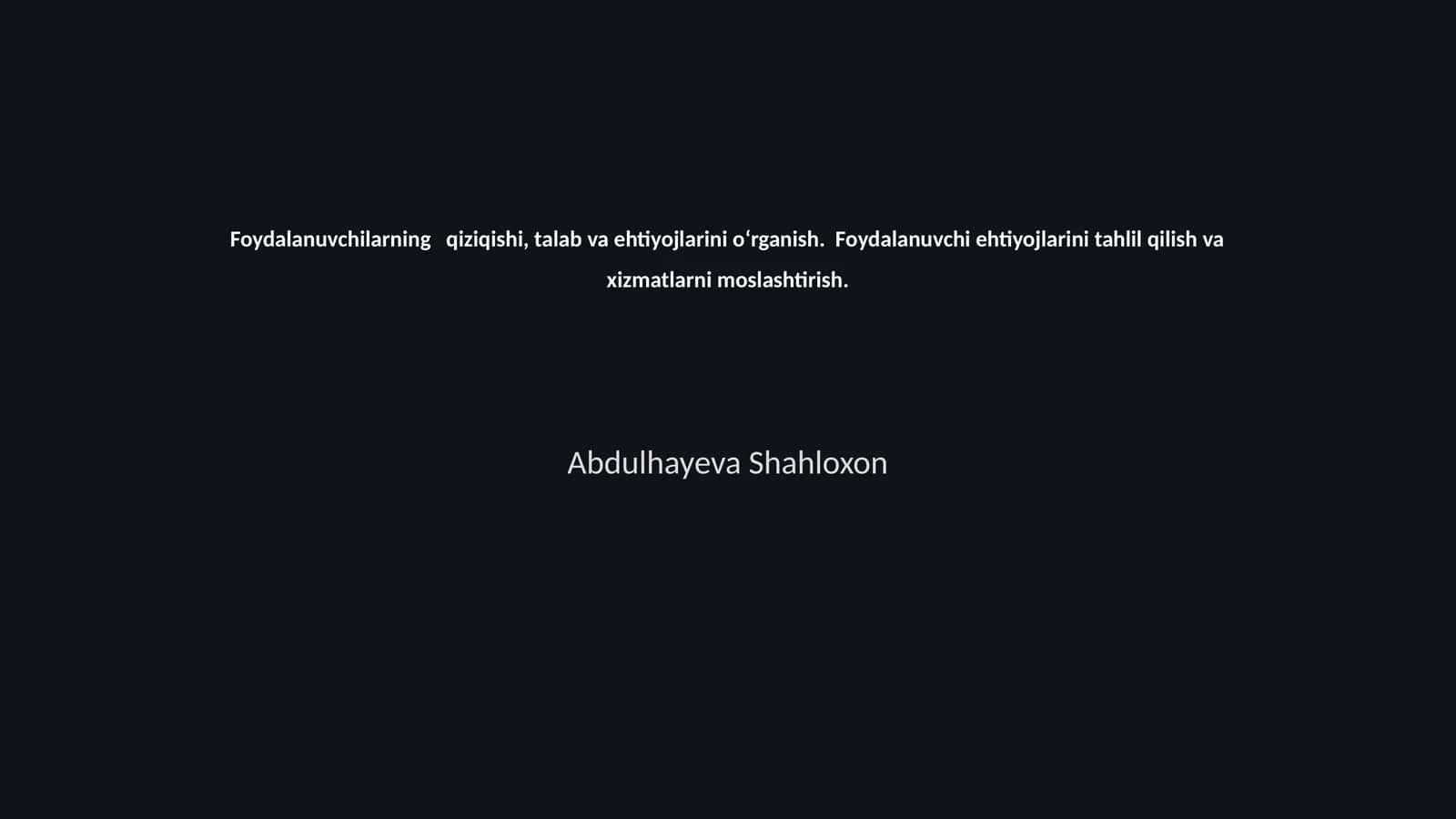 Abdulhayeva Shahloxon