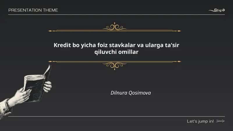 Kredit bo yicha foiz stavkalar va ularga ta'sir qiluvchi omillar