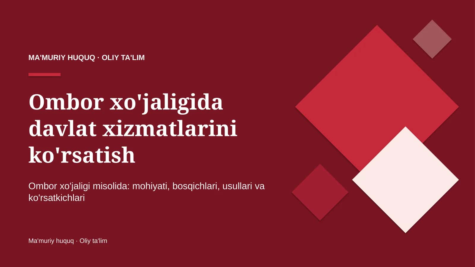 Ombor xo'jaligida davlat xizmatlarini ko'rsatish