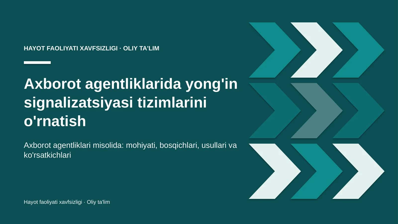 Yong'in signalizatsiyasi tizimlarini o'rnatish