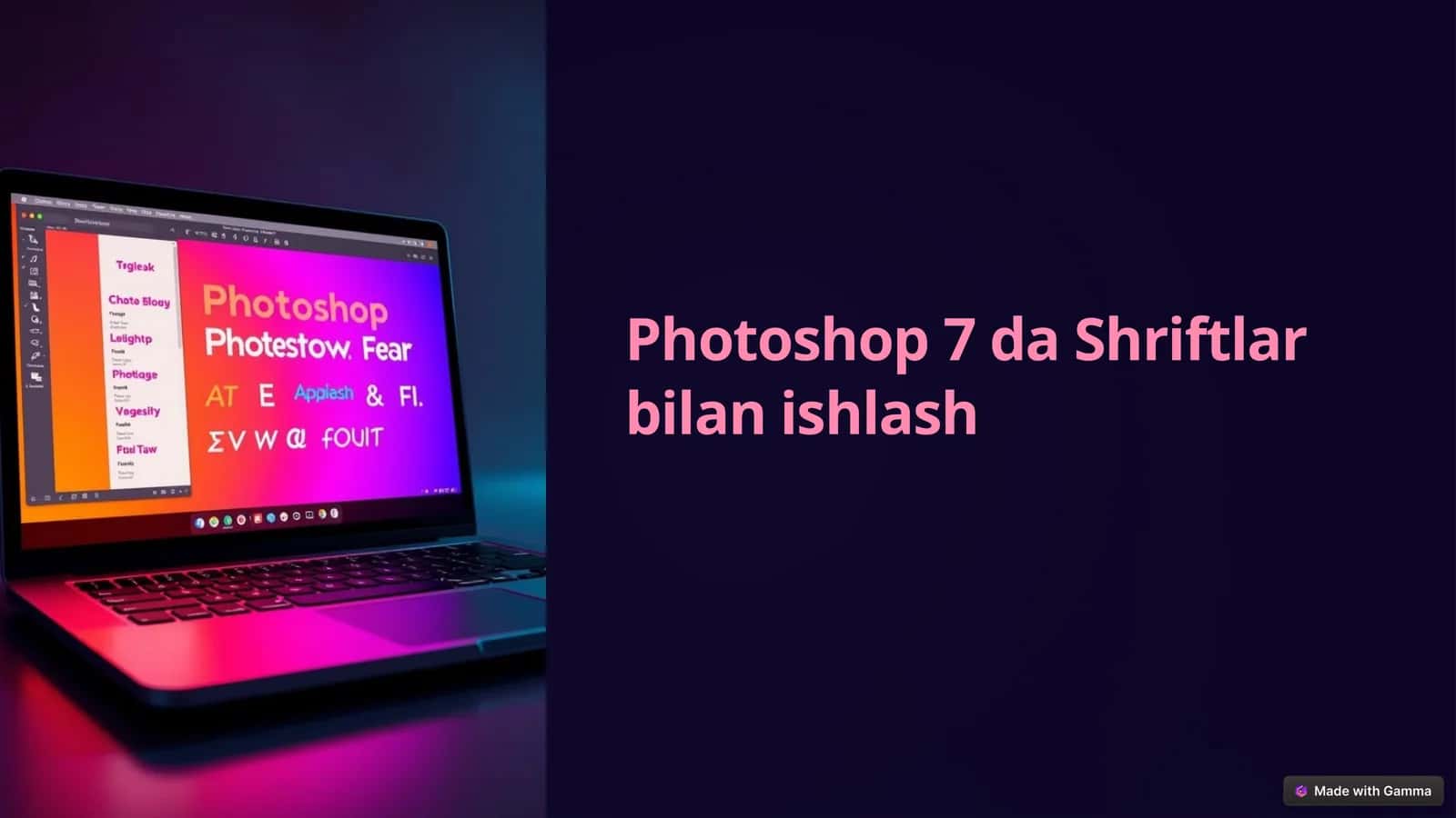 Photoshop 7 da Shriftlar bilan ishlash