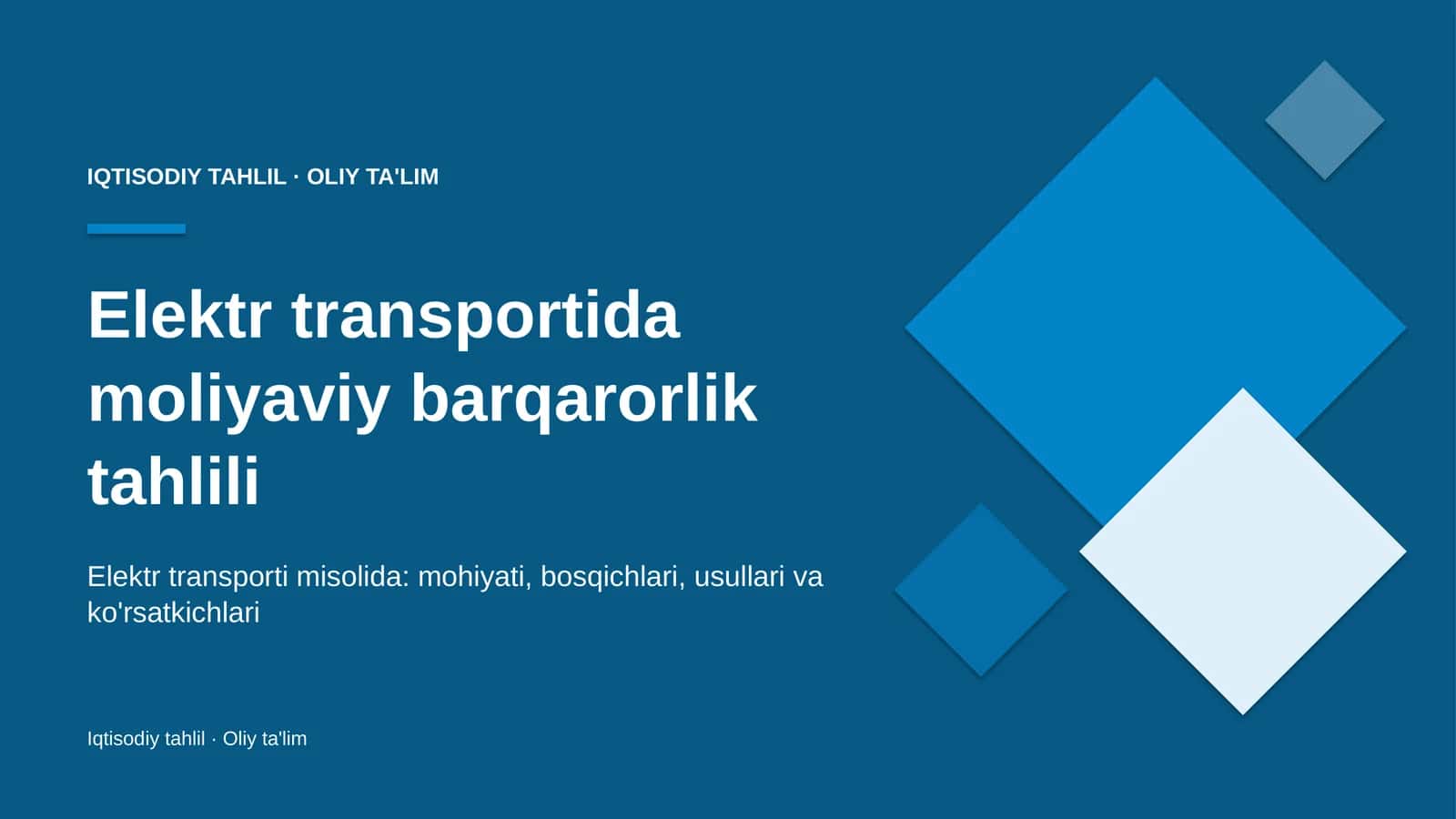 Elektr transportida moliyaviy barqarorlik tahlili