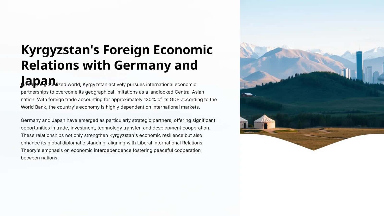 Kyrgyzstan's Foreign Economic Relations with Germany and Japan