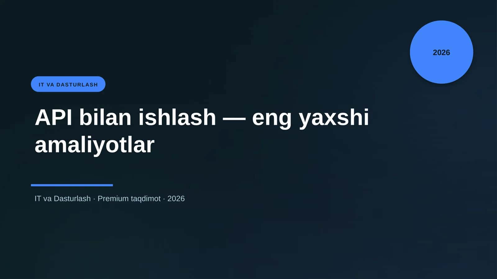 API bilan ishlash — eng yaxshi amaliyotlar