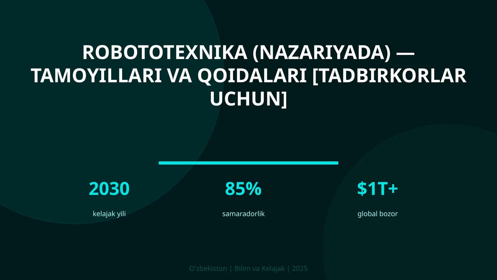 Robototexnika (NAZARIYADA) — TAMOYILLARI VA QOIDALARI [TADBIRKORLAR UCHUN]