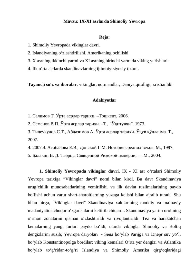 IX-XI asrlarda Shimoliy Yevropa