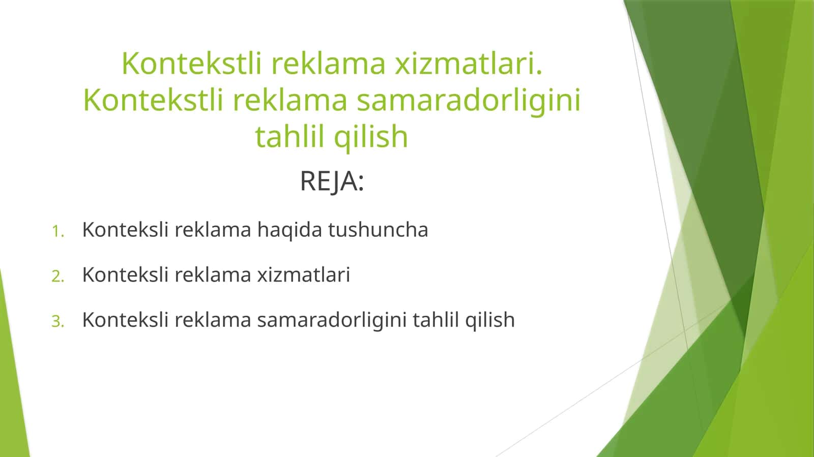 Kontekstli reklama xizmatlari. Kontekstli reklama samaradorligini tahlil qilish