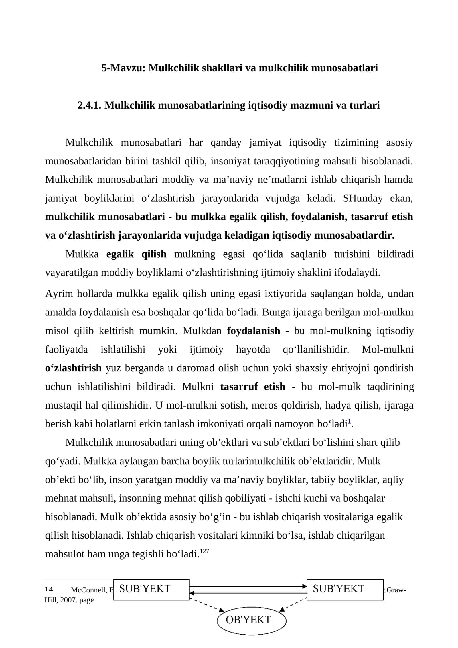 Mulkchilik shakllari va mulkchilik munosabatlari