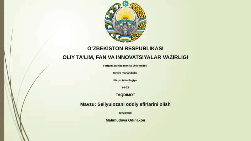 Sellyulozani oddiy efirlarini olish