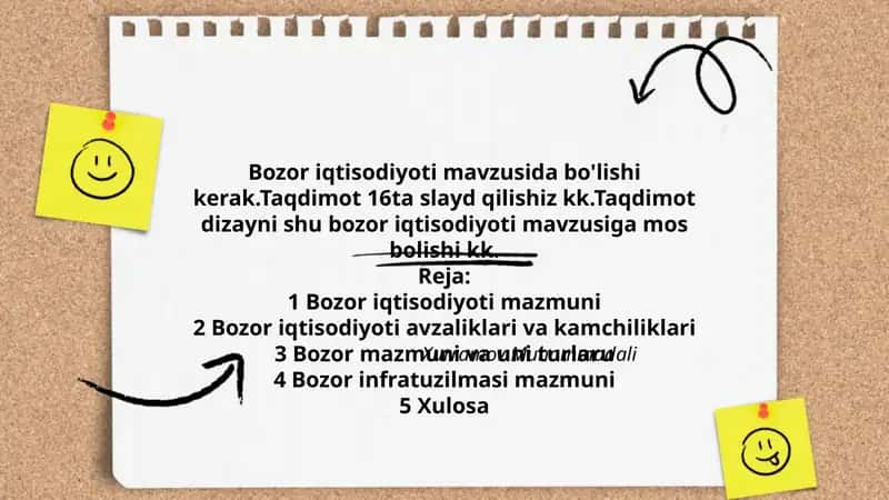 Bozor iqtisodiyoti mavzusida bo'lishi kerak