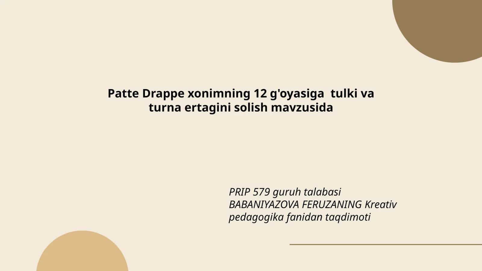 Kreativ pedagogika fanidan taqdimot