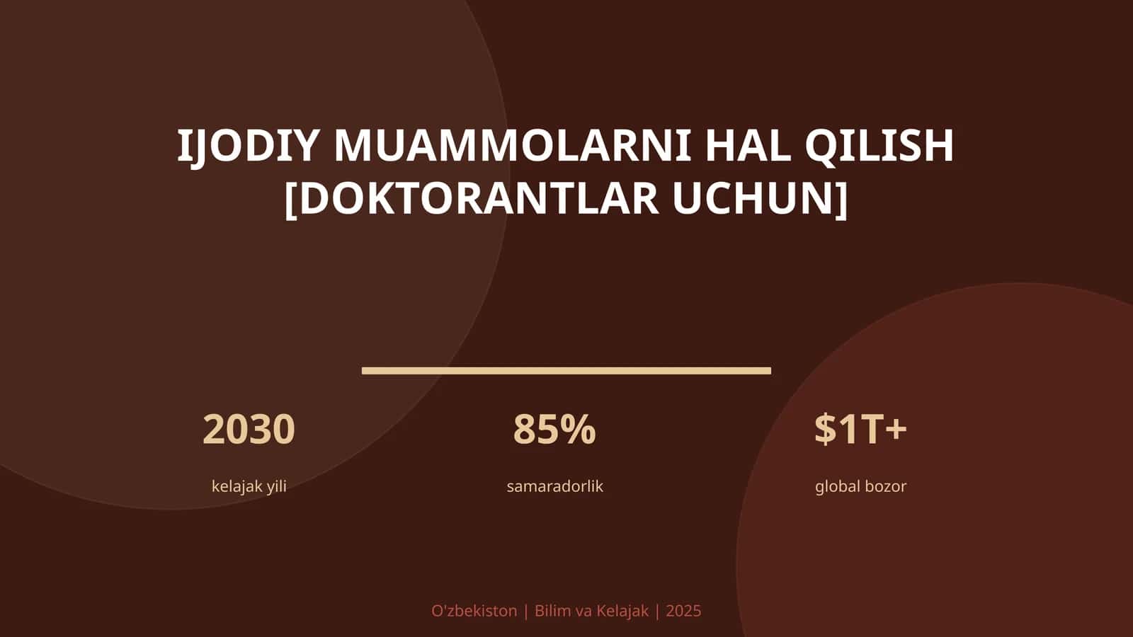 Ijodiy muammolarni hal qilish [doktorantlar uchun]