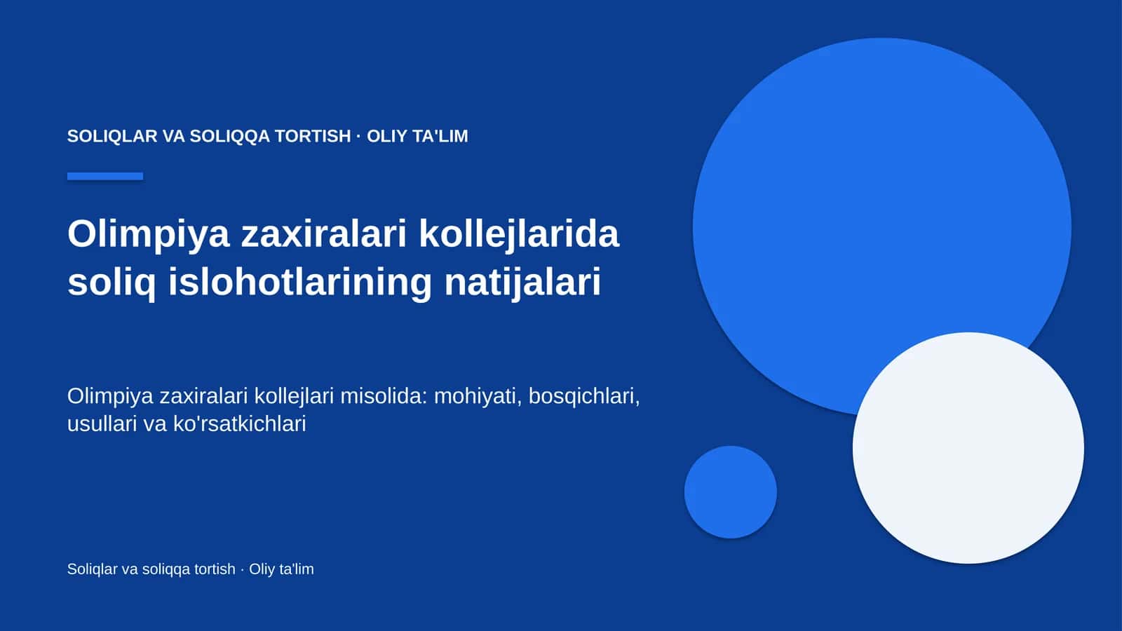 [Olimpiya zaxiralari kollejlarida soliq islohotlarining natijalari]
