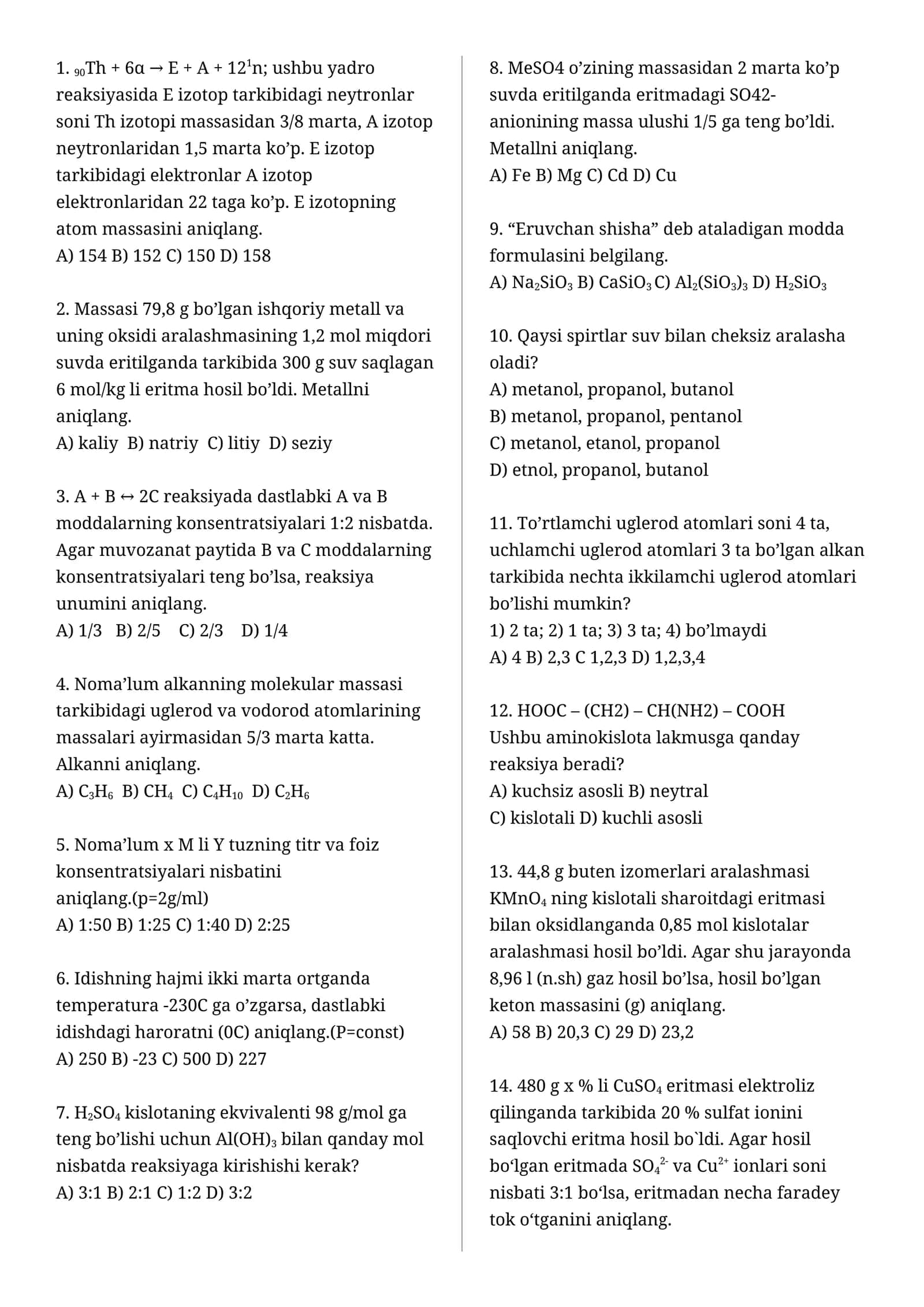 Organik kimyodan masalalar to'plami