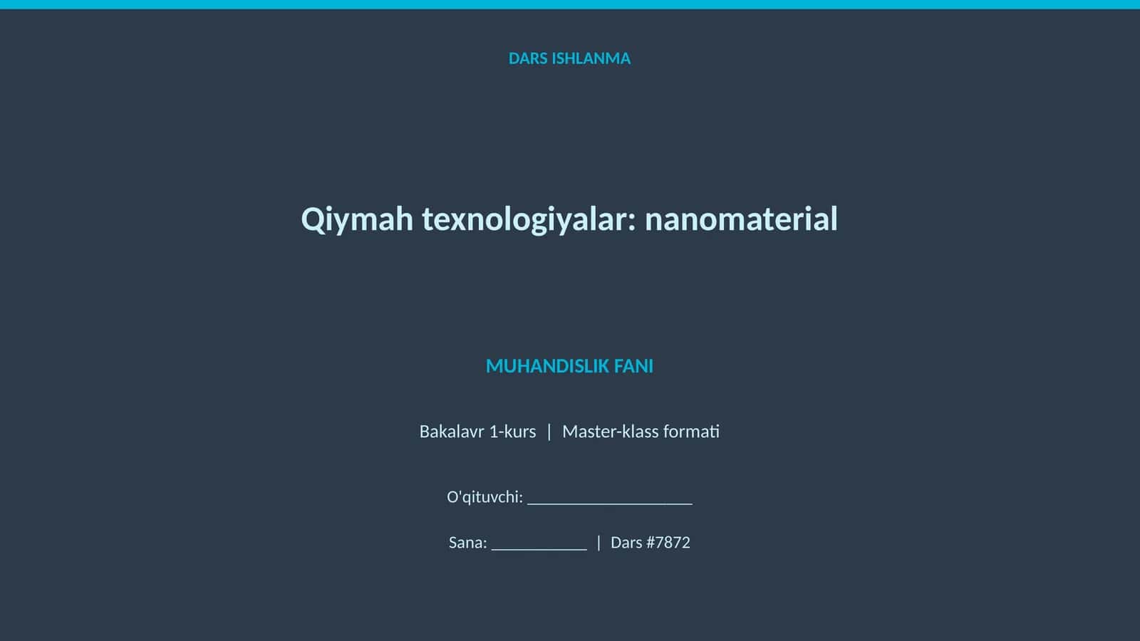 Qiymah texnologiyalar: nanomaterial