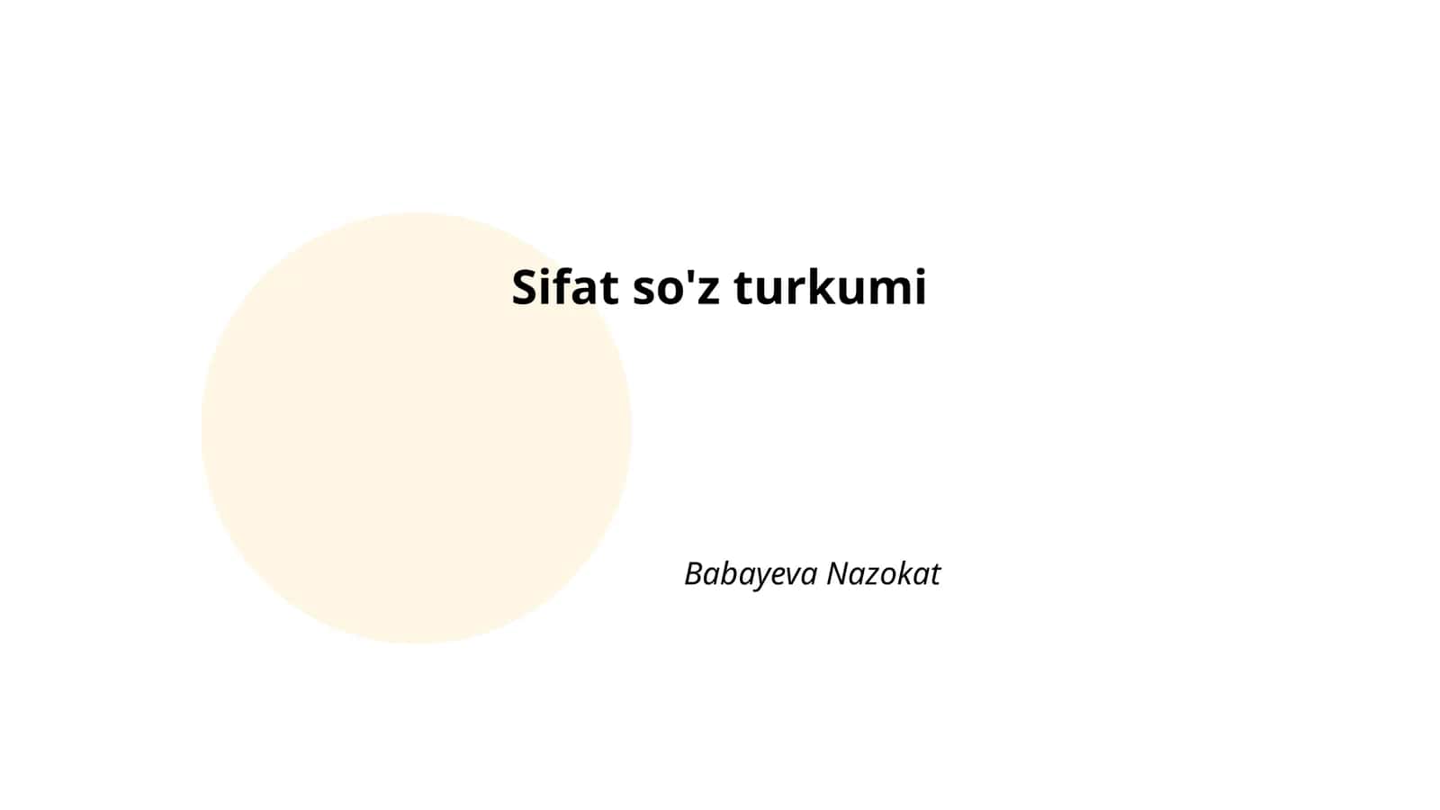 Sifat so'z turkumi