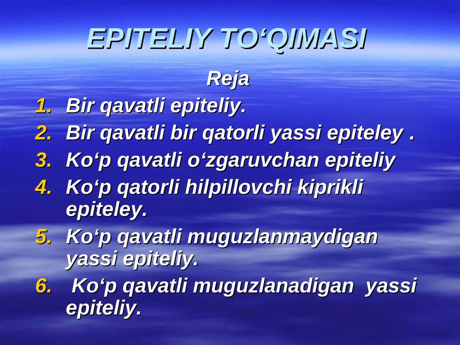 EPITELIY TО‘QIMASI