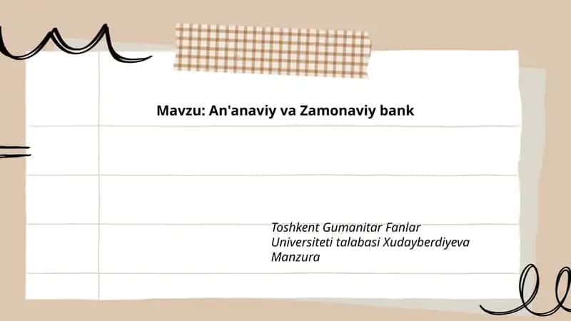 An'anaviy va Zamonaviy bank
